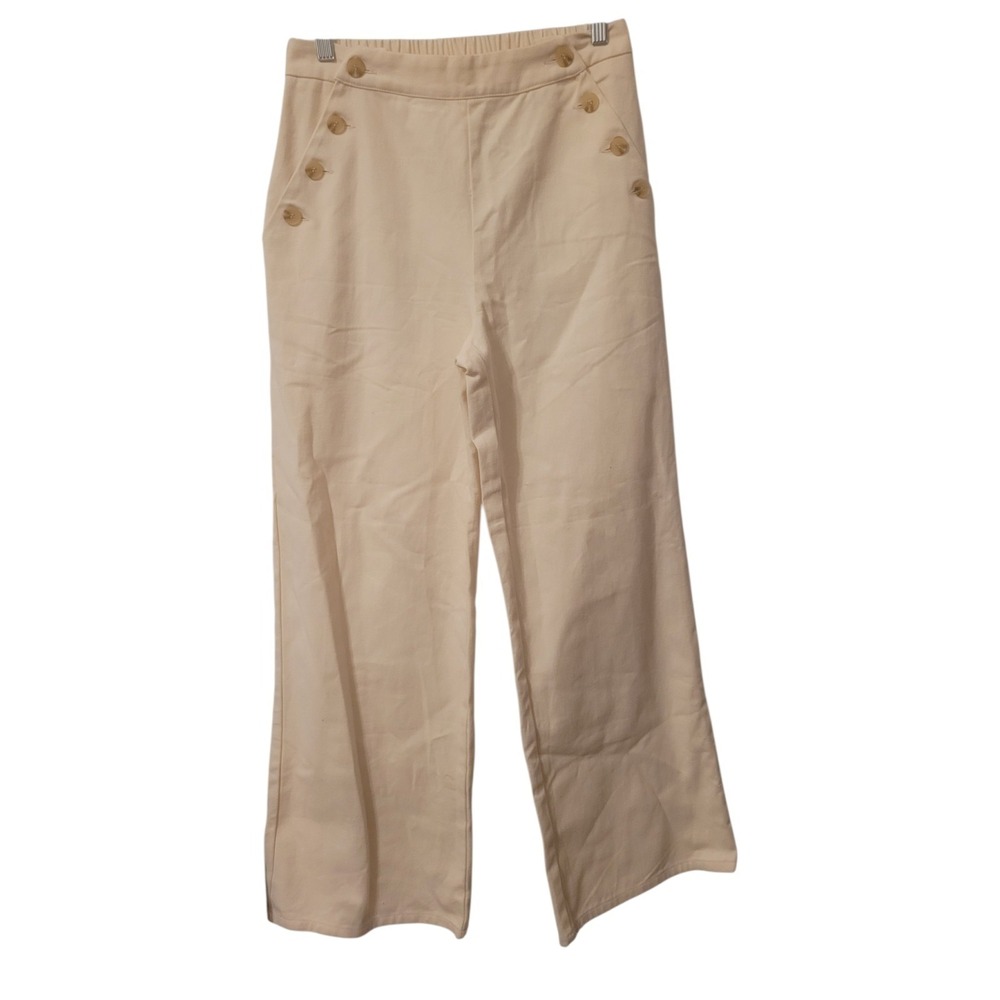 Allie‎ Rose Emerson wide leg high waisted pants nautical sailor size Small ivory